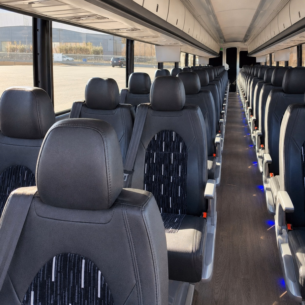 56 passenger charter bus inside
